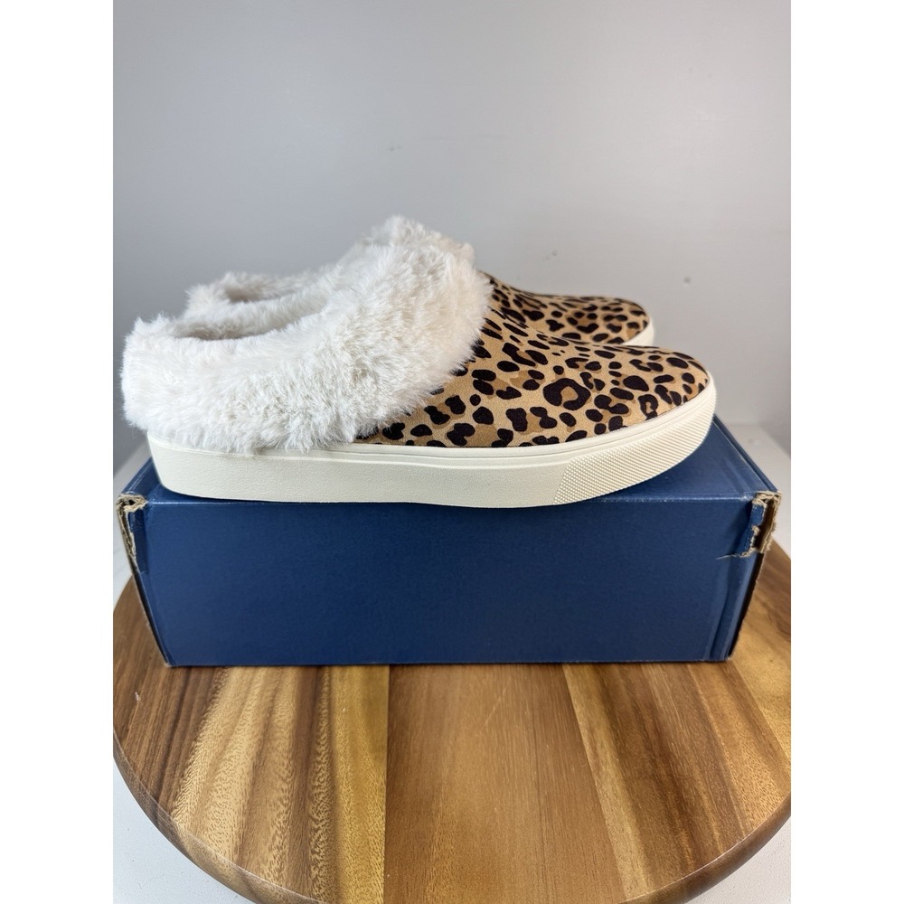Dr Sholl's Now Chill Tan/Black Leopard Cozy Mules Size 10W H3047F2001 NIB